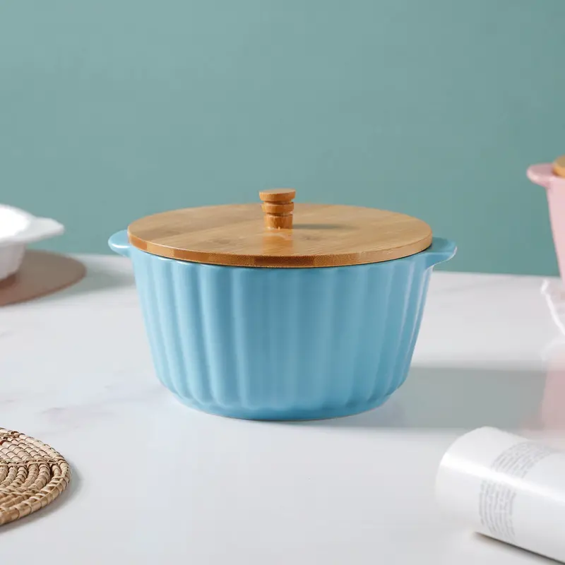 Bliss Blue Scalloped Covered Pot – 8-Inch 1