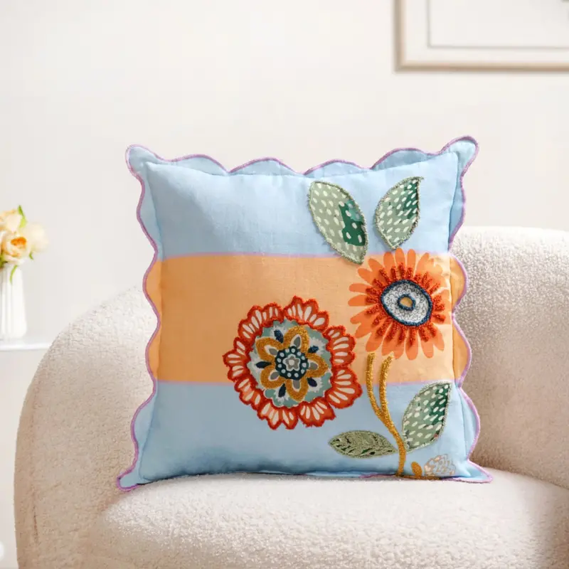 Bloom Era Pastel Cotton Cushion Cover – Square 45X45 Cm, Gentle Color Palette 1