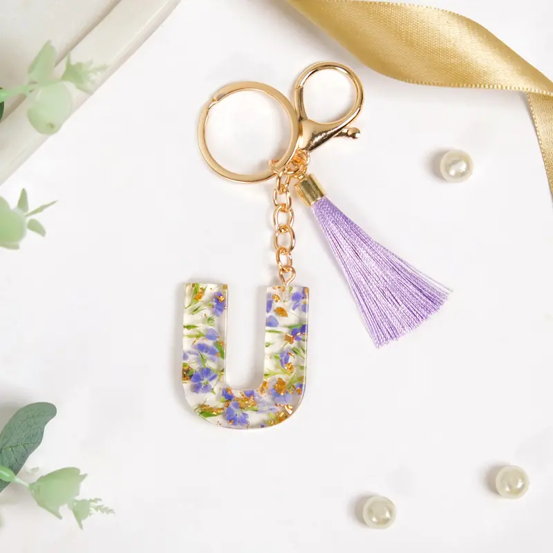 Blooming Purple Fantasy Resin Keyring With Artistic Finish 1