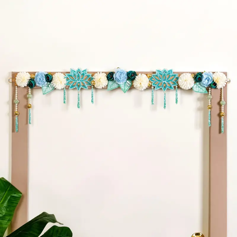 Blue And White Floral Toran For Door Decoration 1