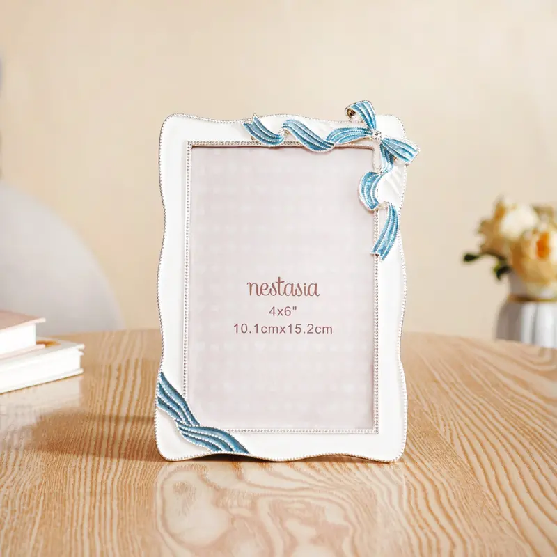 Blue Bow Accent Photo Frame – Small 10X15Cm Soft Decorative Touch 1