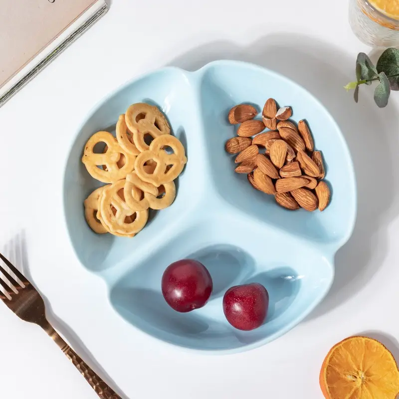 Blue Ceramic Round Sectional Serving Plate 1