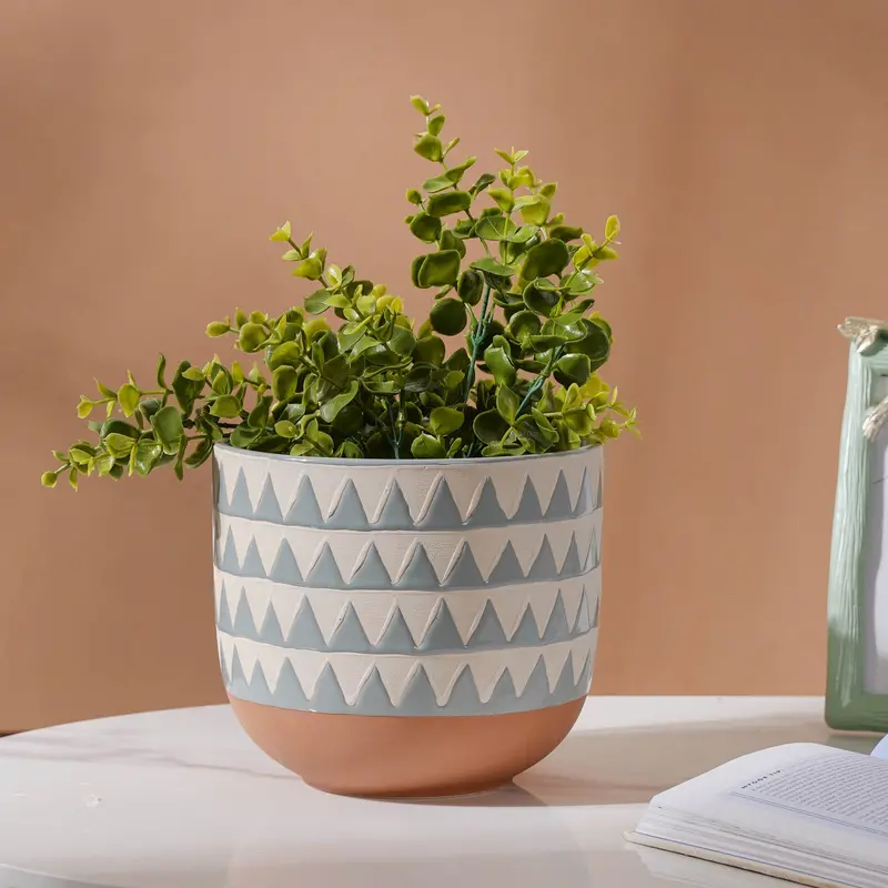 Blue Chevron Pattern Ceramic Vase 1