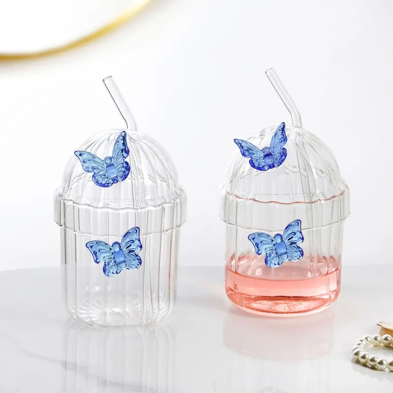 Blue Crystal Fairy Core Butterfly Tumbler Set – 450Ml Dual Tumblers With Lid And Reusable Straw 1