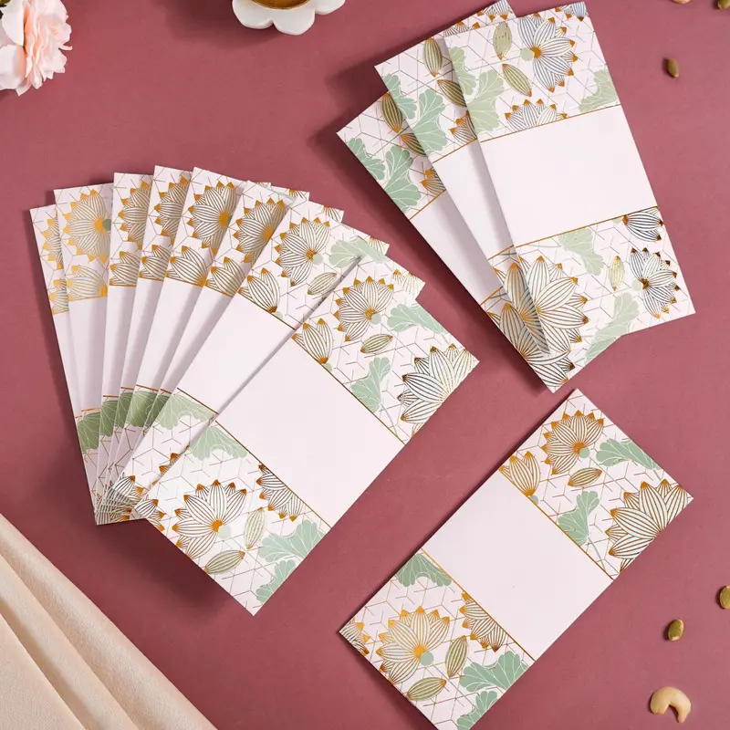 Blue Lotus Motif Premium Money Envelopes (12 Pcs) 1