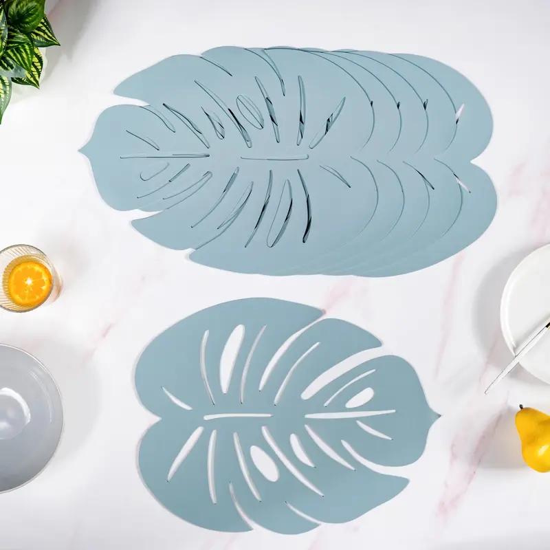 Blue Monstera Leaf Laser-Cut Table Mat Set (6-Pack) 1