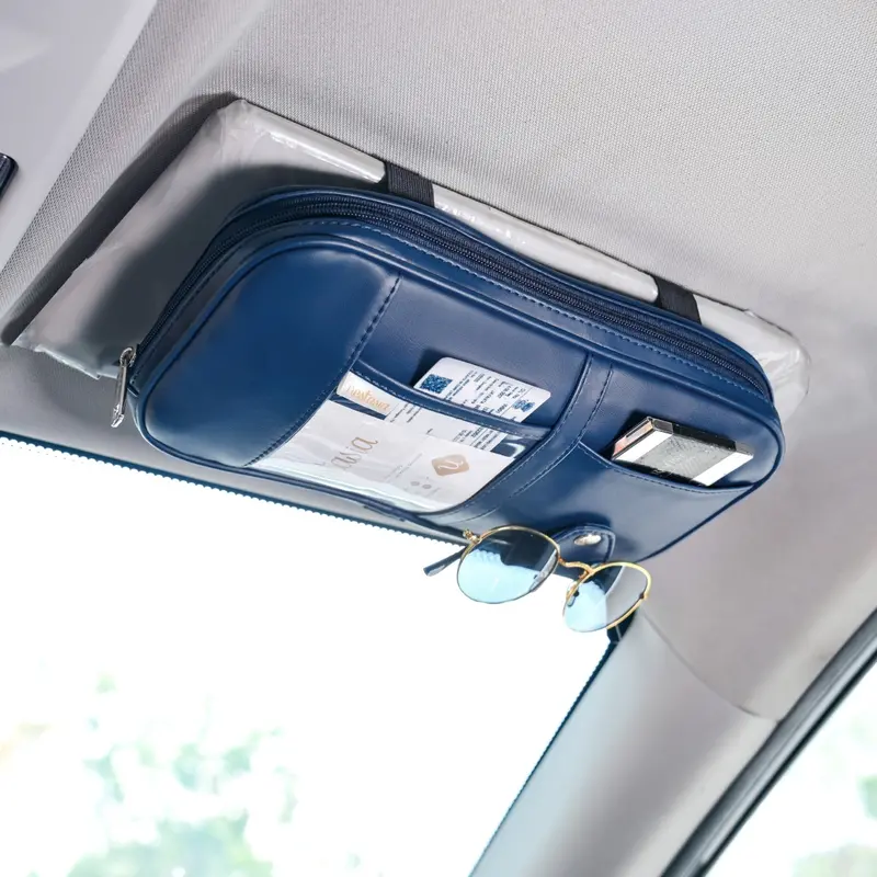 Blue Multi-Compartment Car Visor Organizer 1