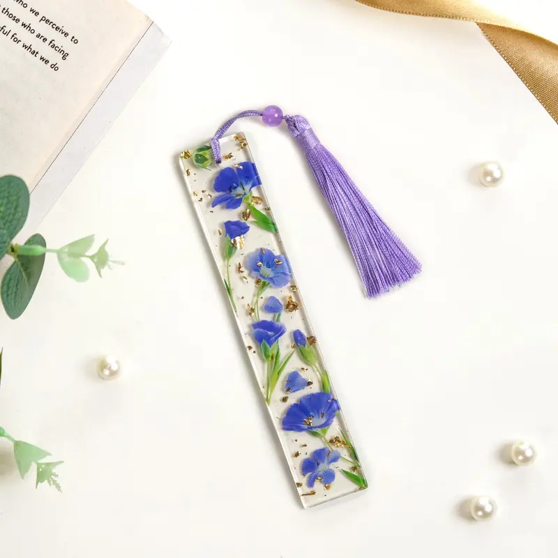Blue Periwinkle Floral Bookmark For Book Lovers 1