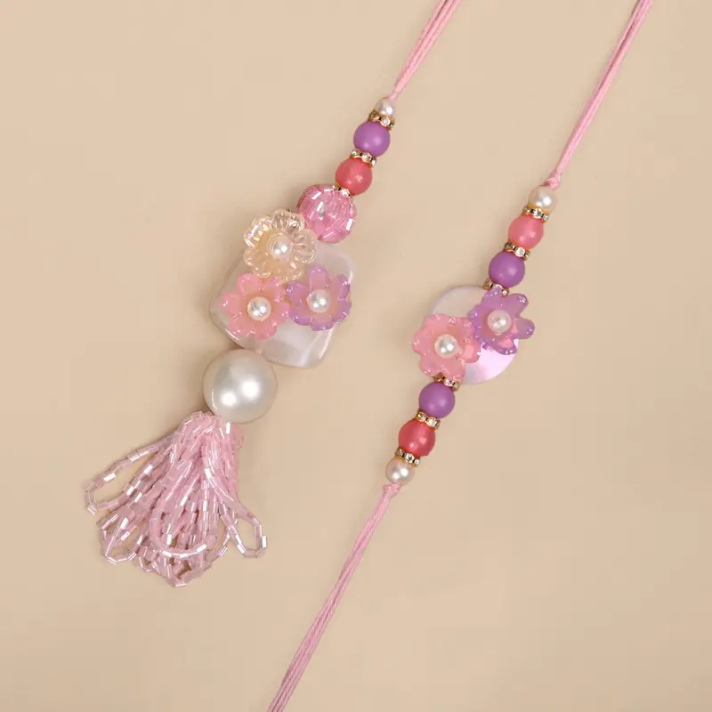 Blush Pink Botanical Rakhi Lumba Set 1