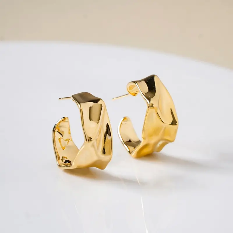 Bold Contemporary Gold Hoop Earrings 1