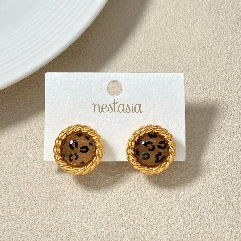Bold Leopard Print Mini Stud Earrings 1