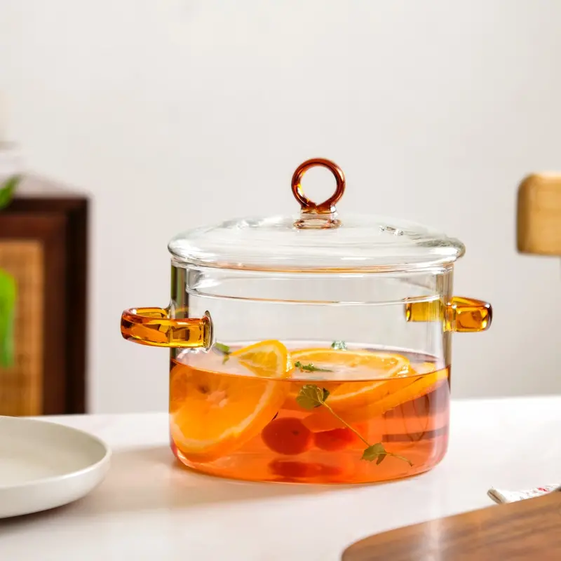 Borosilicate Glass Cooking Vessel With Heat-Resistant Amber Handles – 1600Ml 1