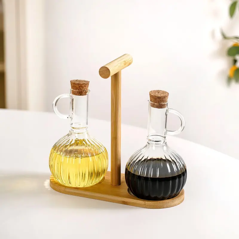 Borosilicate Oil & Vinegar Bottle Set – 3X300Ml With Display Stand 1