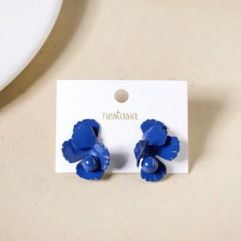 Botanical Blue Flora Stud Earrings 1