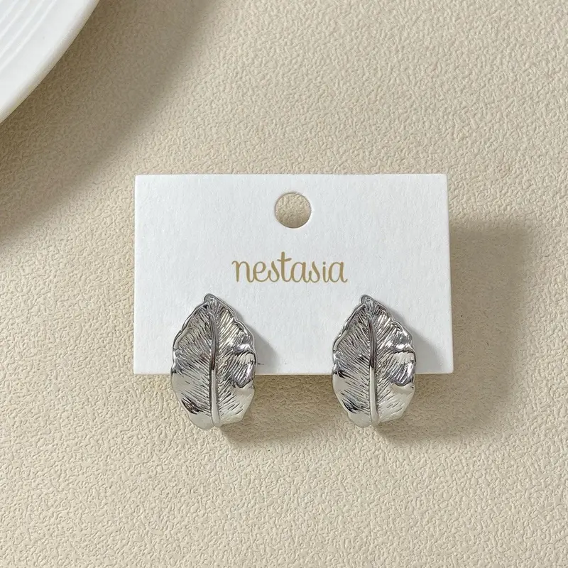 Botanical Foliage Silver Stud Earrings 1
