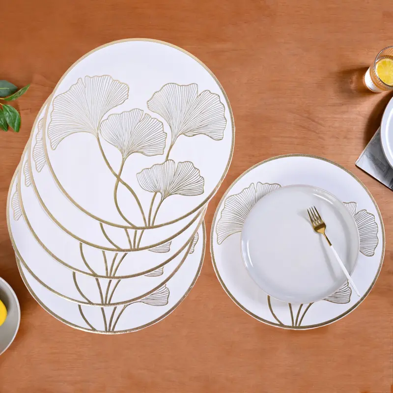 Botanical Gold-Embossed Placemats – Elegant 6-Piece Set 1