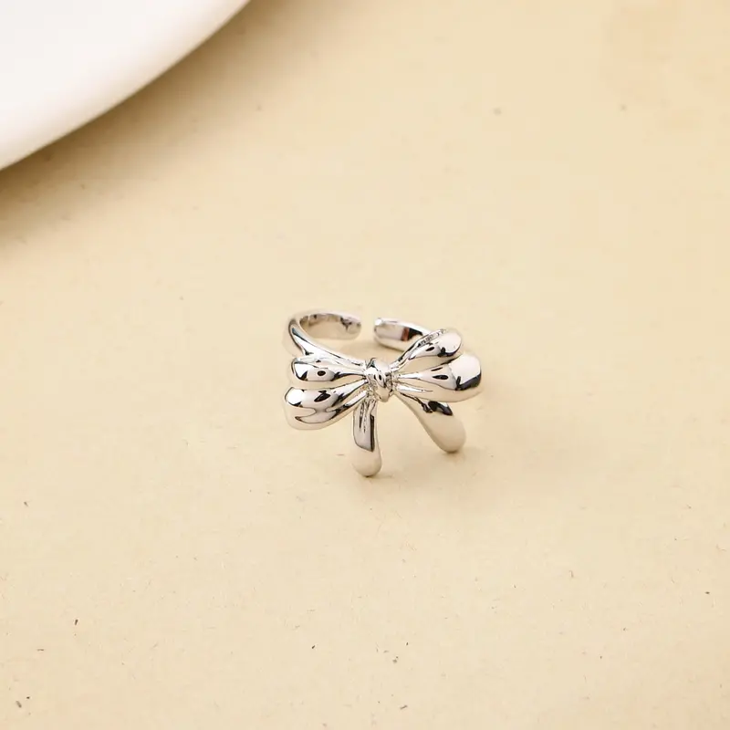 Bow-Design Silver Statement Ring 1