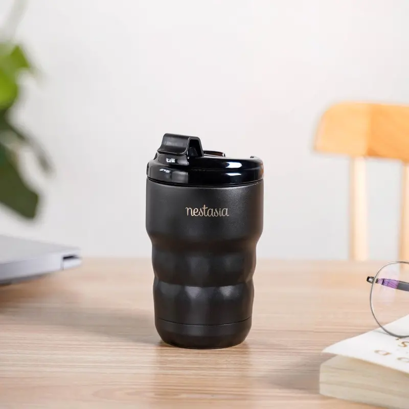 Brewster Black Noir Spill-Proof Stainless Steel Coffee Tumbler – 350Ml 1