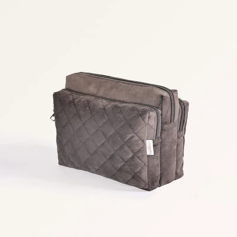 Brown Quilted Cushiony Travel Pouch For On-The-Go Organization 1