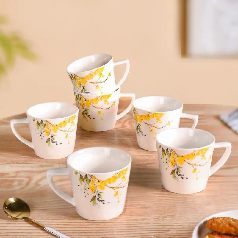 Buttercup-Printed Ceramic Tea Cup Set – Six 150Ml Cups 1