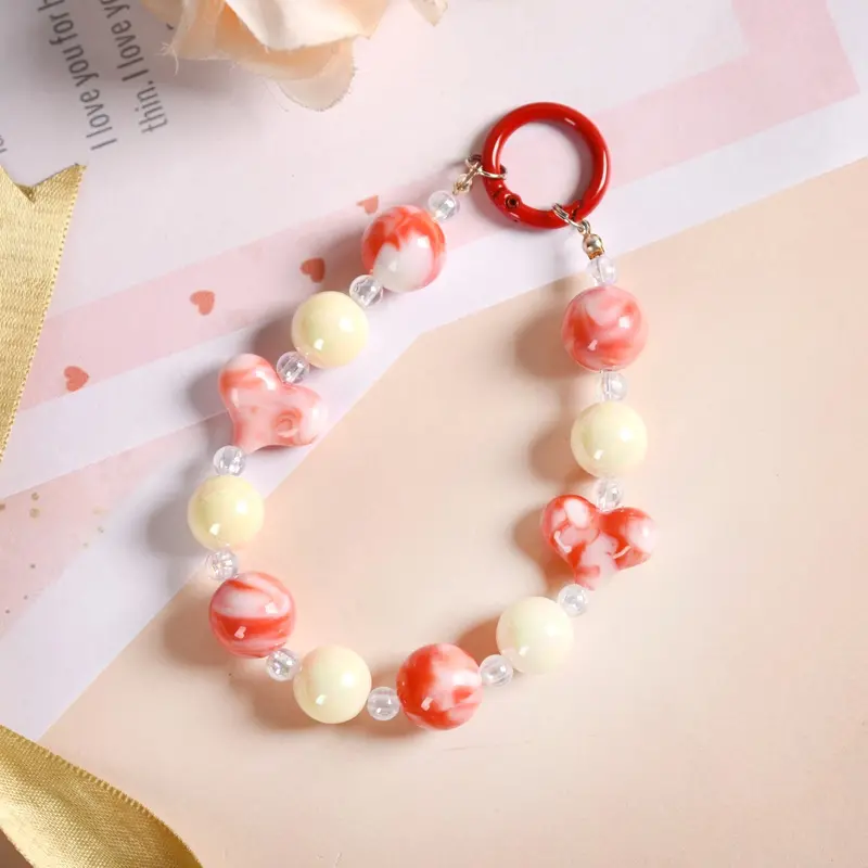 Candyfloss Stripe Keychain – Red & White 1
