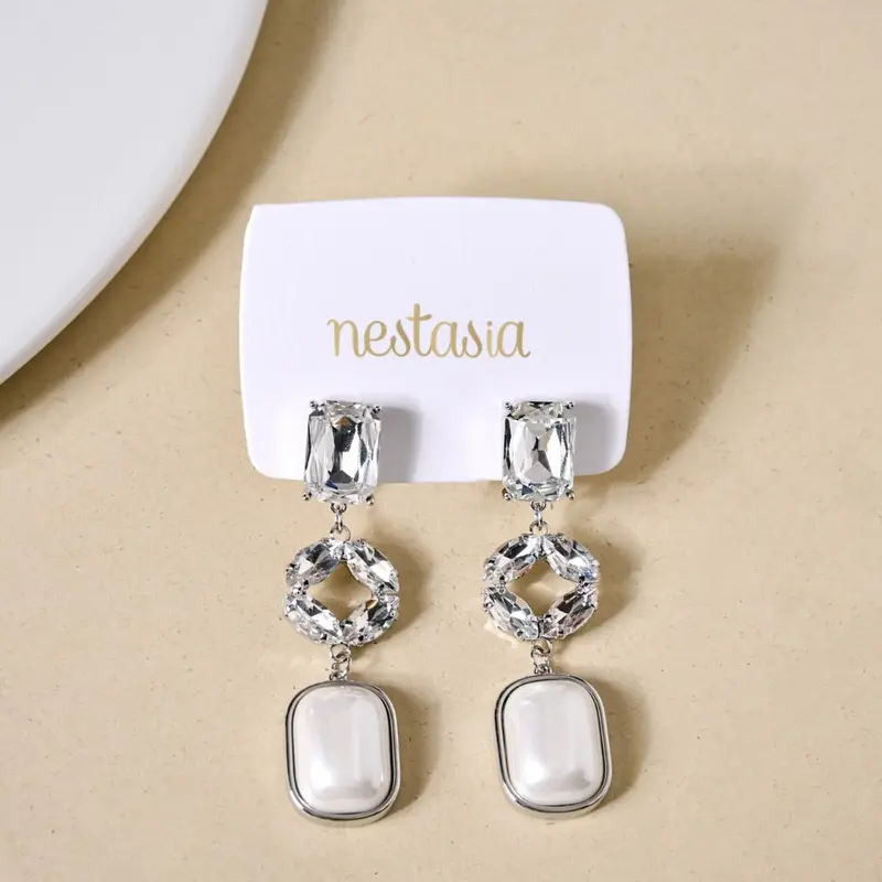 Cascading Pearl And Metal Drop Earrings 1