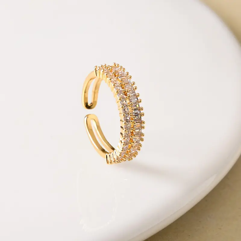 Celeste Stone-Studded Adjustable Gold Ring 1