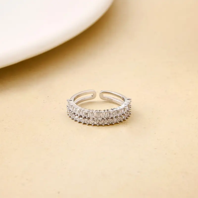 Celeste Stone-Studded Adjustable Silver Ring 1