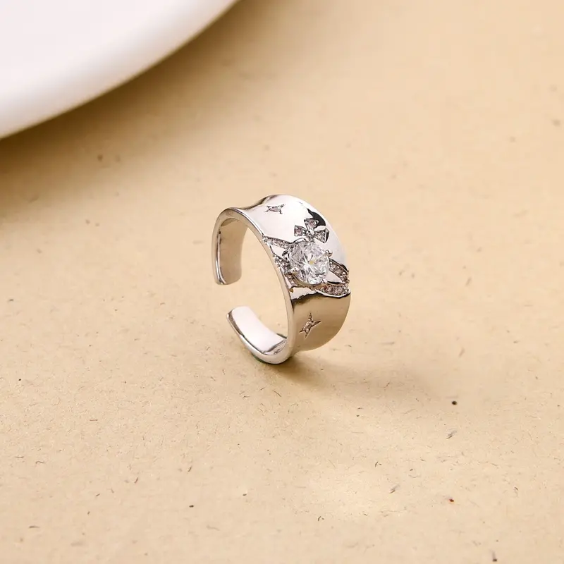 Celestial Bow Solitaire Statement Ring — Elegant Arch Silhouette 1