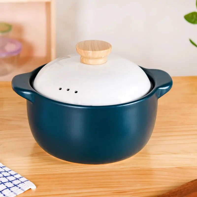 Cera Deep Blue Ceramic Cooking Pot – 3.8L Durable Oven-Safe Soup Pot 1