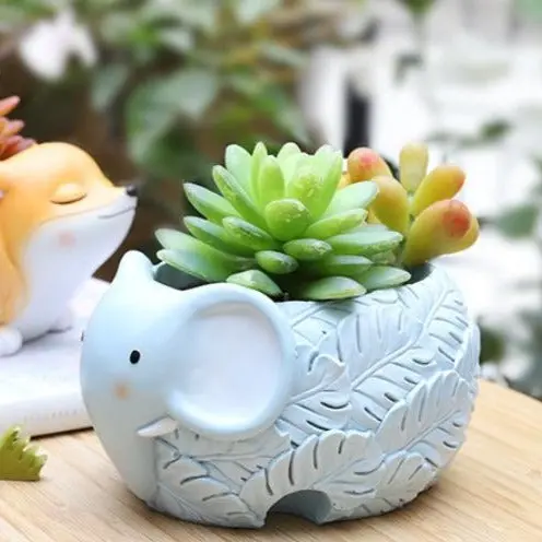 Ceramic Elephant-Shaped Planter 1