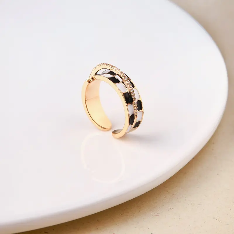 Checkmate-Themed Gold Statement Ring 1
