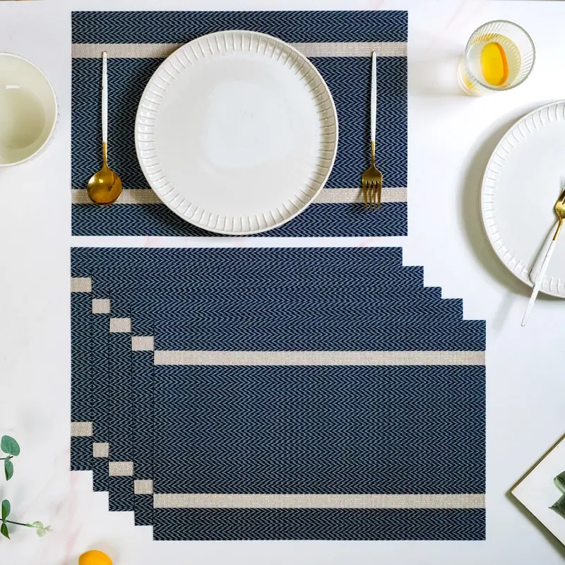Chevron Pattern Placemats – Contemporary 6-Piece Table Set 1