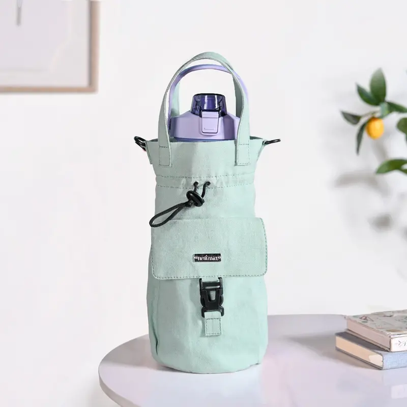 Chic Mint Drawstring Insulated Bottle Holder 1