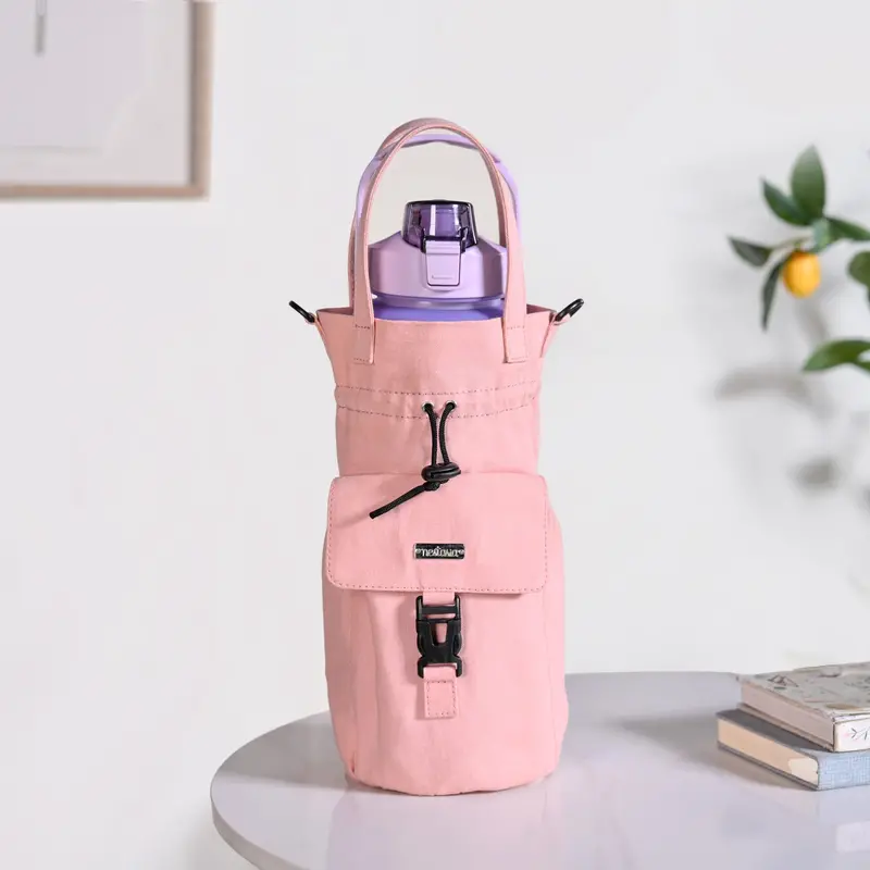 Chic Pink Drawstring Insulated Bottle Holder 1