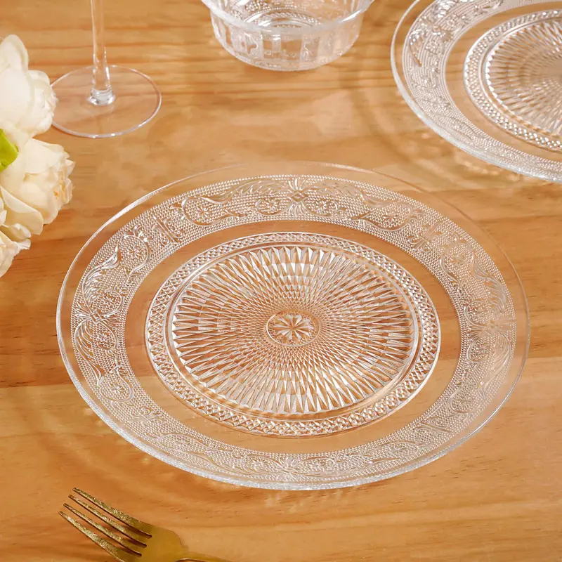Classic Embossed Dinner Plates – Set Of 6, 25Cm Diameter, Matte Texture 1