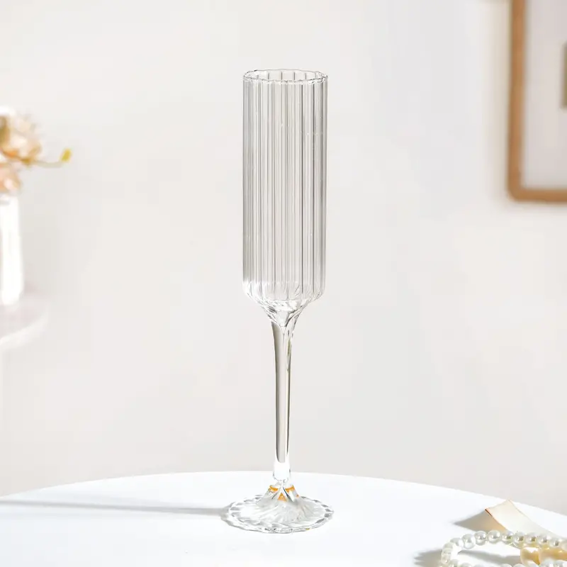 Classic Ribbed Design Champagne Glass – 180Ml Timeless Stemware 1