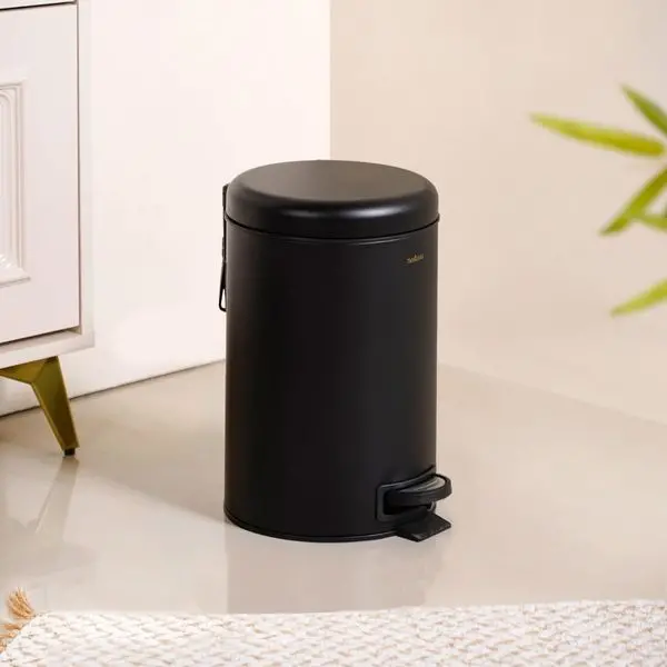 Clean Curve Metal Dustbin With Removable Bucket – 7L Matte Black 1