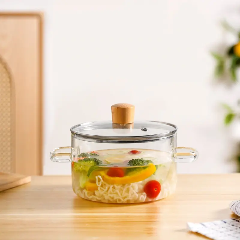 Clear 1.8L Borosilicate Glass Cooking Pot – Sleek Lid-Inclusive Design 1