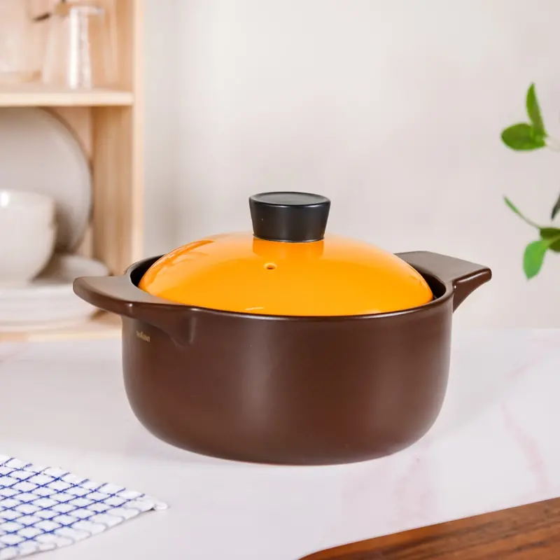 Clementine Ceramic Deep-Dish Cooking Pot – 3.2L Covered Stew & Braise Vessel 1