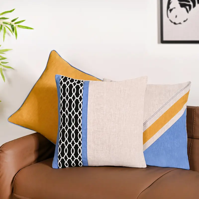 Coastal Contrast Cushion Cover Collection – 3-Piece 40X40Cm Nautical-Inspired Set 1