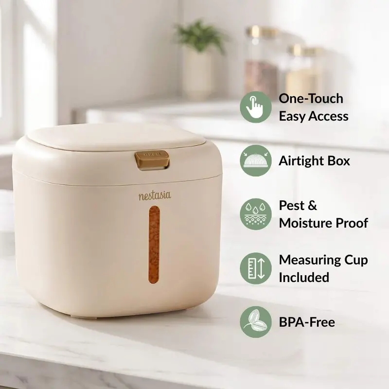 Compact Airtight Rice Container – 6 L Multipurpose Grain & Dry Food Storage 1