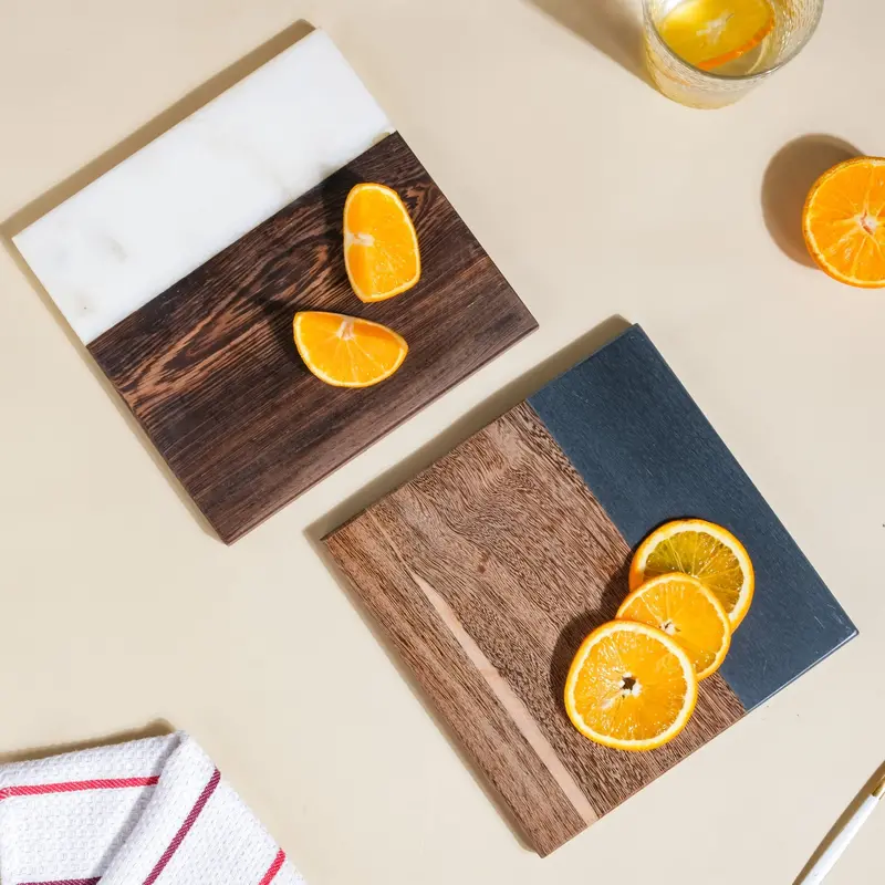 Compact Marble And Reclaimed Wood Cheese Board 1