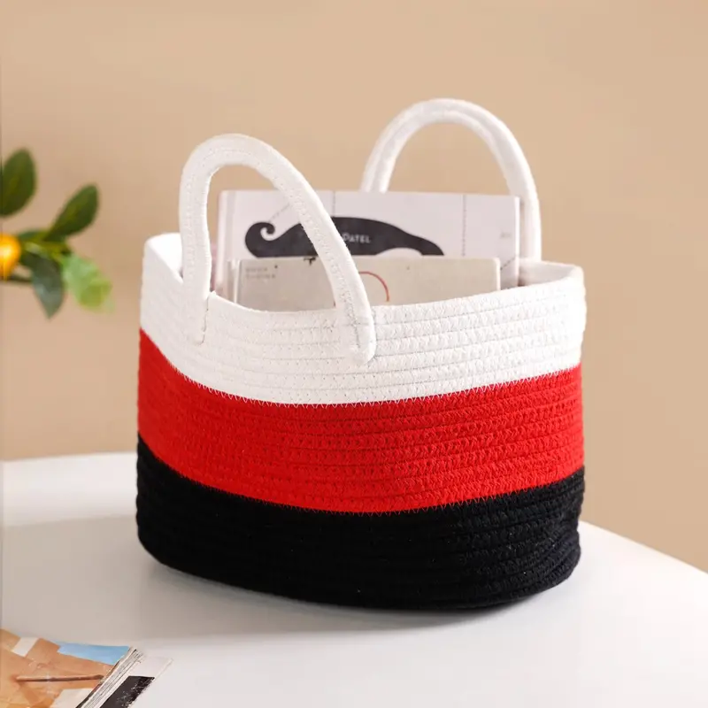 Compact Red Handle Storage Basket – 20 Cm Diameter 1