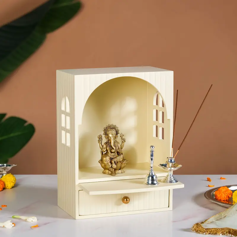 Compact Wooden Pooja Mandir For Home Or Office – Mahima Design (23X13X31Cm) 1