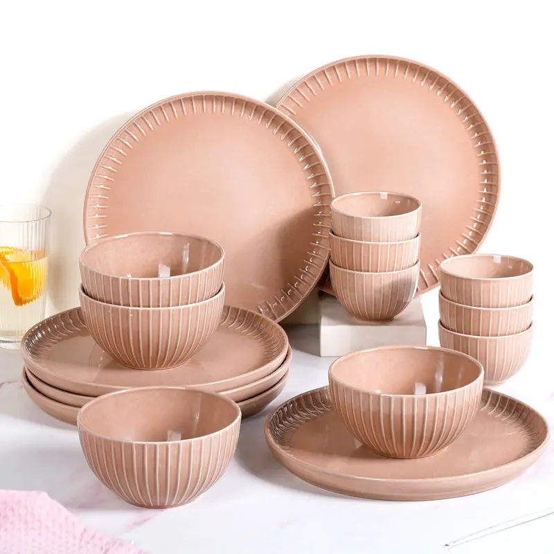 Costola Beige 16-Piece Stoneware Dinner Set For Six 1