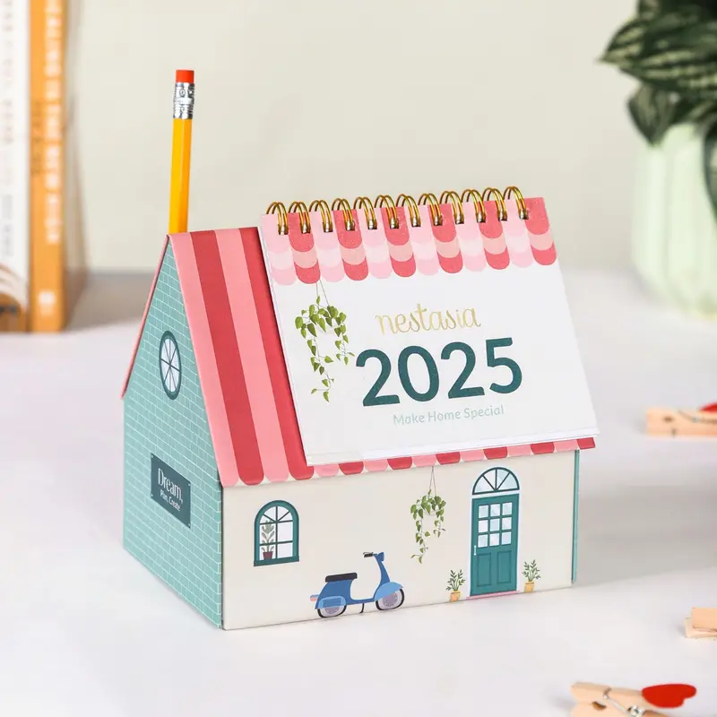 Country House 2025 Desk Calendar & Organizer With Matching Pencil 1