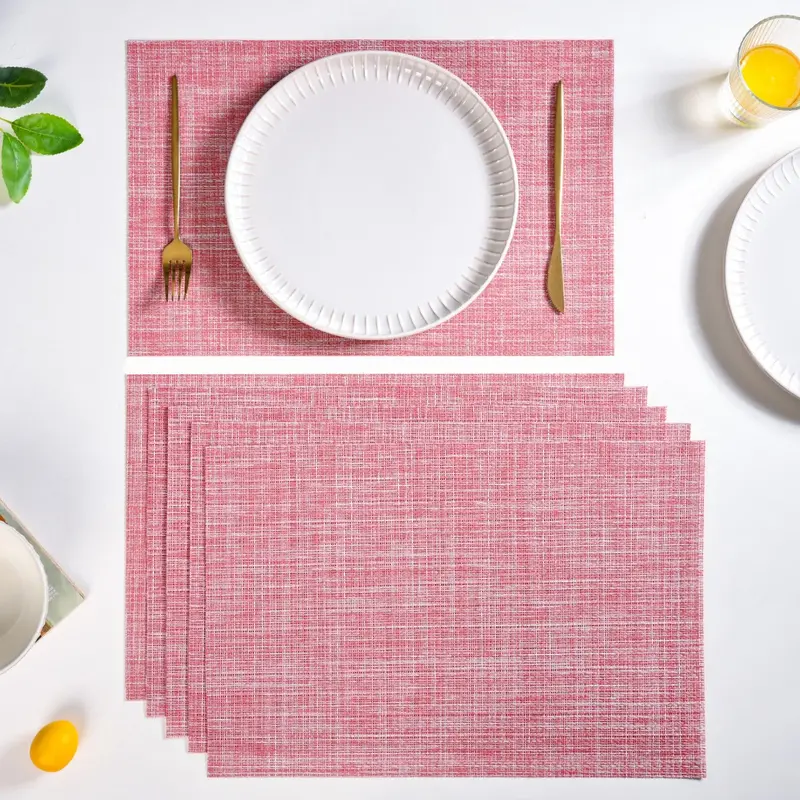 Crimson Red Crosshatch Placemats – 6-Pack Bold Dining Linens 1