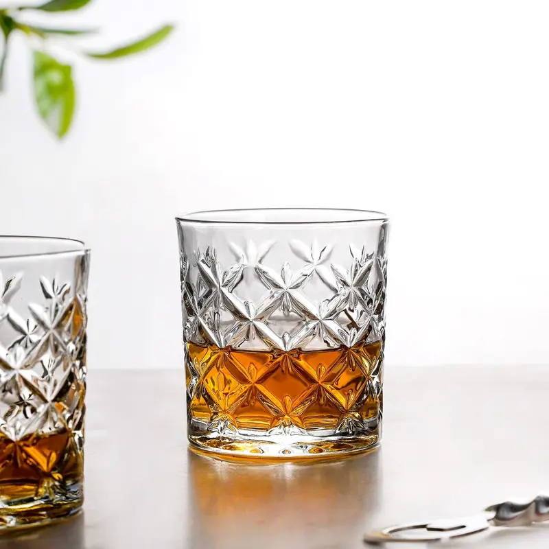 Crosshatch-Textured Premium Whiskey Glasses – Set Of 6, 310Ml 1