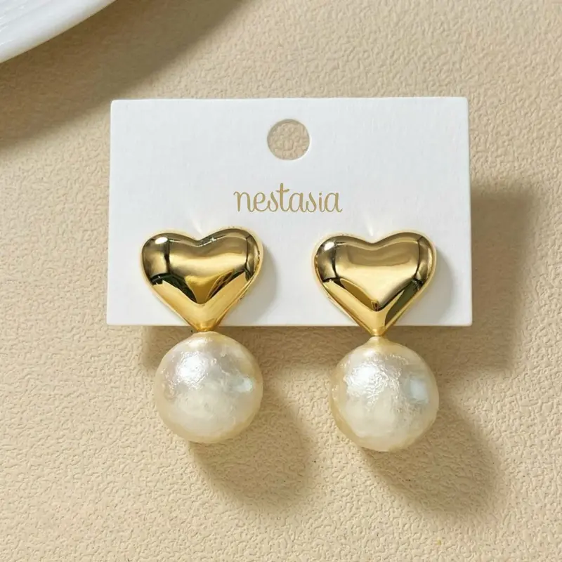 Dainty Heart-Shaped Drop Earrings 1